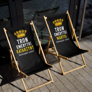 Personalizowany leżak Tron Emerytki z dedykacją, idealny prezent dla emerytki
