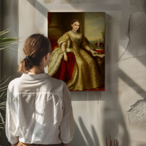 Portret królowej ze zdjęcia na płótnie