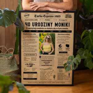 Personalizowany Plakat Gazeta Urodzinowa - Prezent na 40 Urodziny