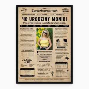 Personalizowany Plakat Gazeta Urodzinowa - Prezent na 40 Urodziny