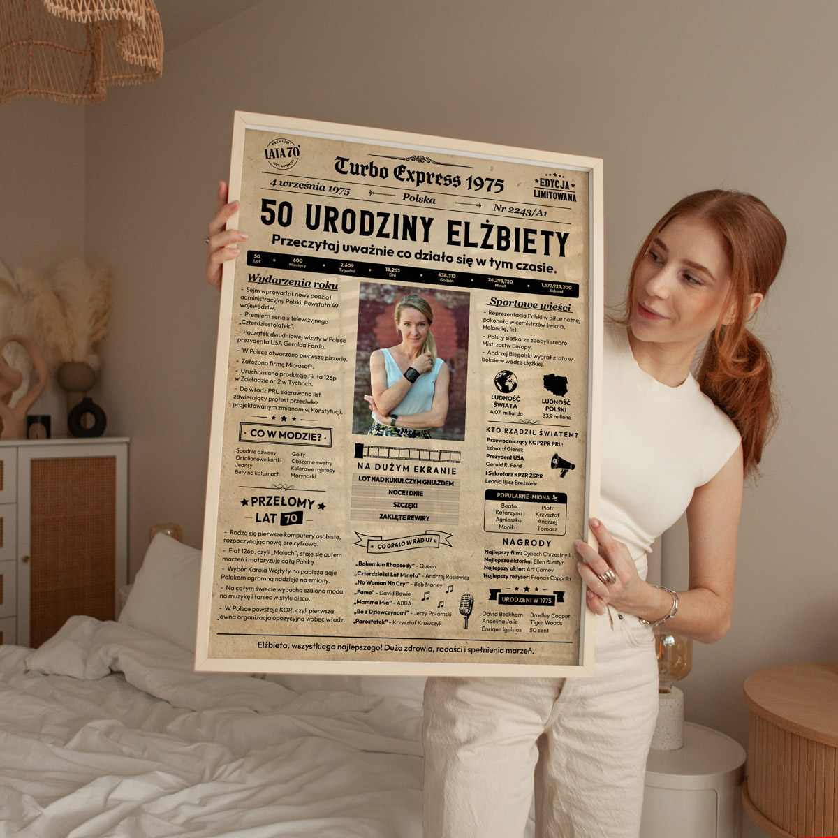 Plakat Gazeta Urodzinowa - Personalizowany Prezent na 50 Urodziny