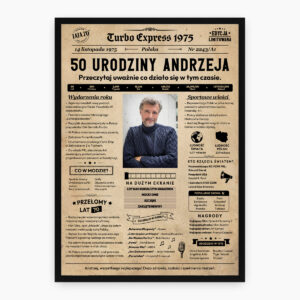 Plakat Gazeta Urodzinowa - Personalizowany Prezent na 50 Urodziny