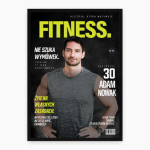 Personalizowany plakat Fitness z Twoim zdjęciem, motywacyjnymi hasłami i designem magazynu sportowego