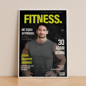 Personalizowany plakat Fitness z Twoim zdjęciem, motywacyjnymi hasłami i designem magazynu sportowego