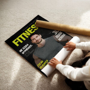 Personalizowany plakat Fitness z Twoim zdjęciem, motywacyjnymi hasłami i designem magazynu sportowego