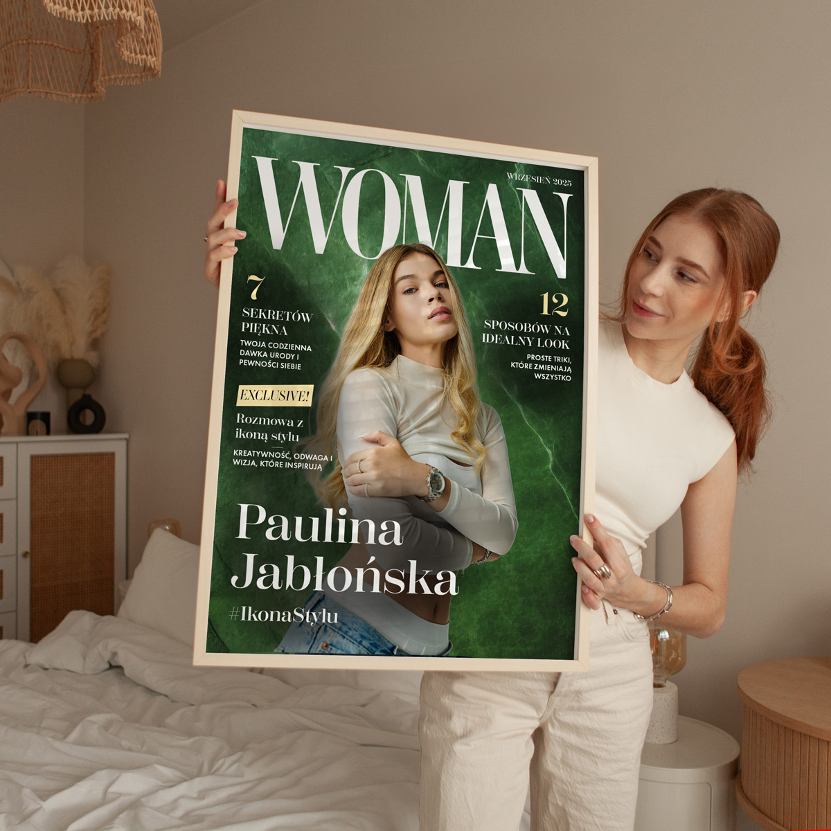 Plakat z Twoim Zdjęciem w Stylu Magazynu Woman - Personalizowany Prezent dla Kobiety