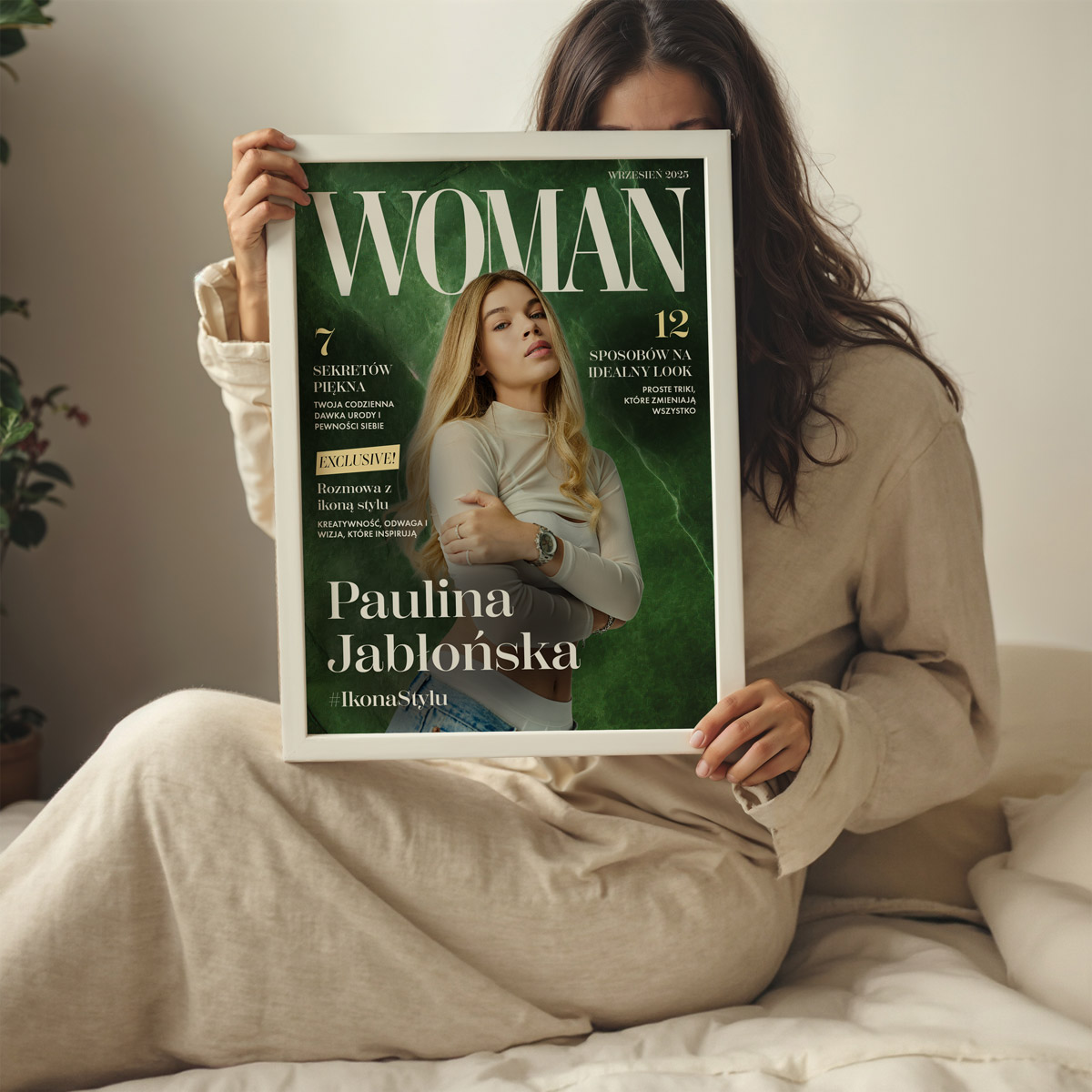 Plakat z Twoim Zdjęciem w Stylu Magazynu Woman - Personalizowany Prezent dla Kobiety