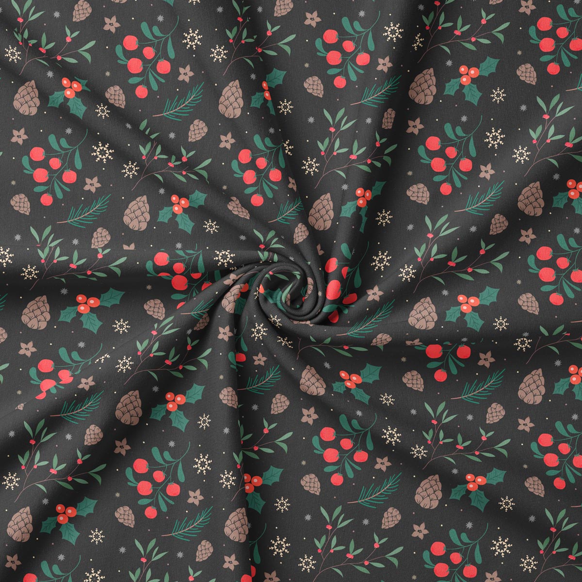 Obrus z gałązkami i szyszkami