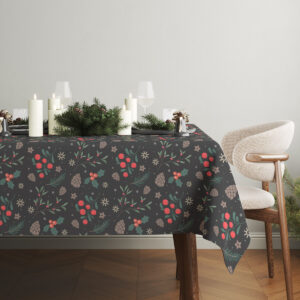 Obrus z gałązkami i szyszkami