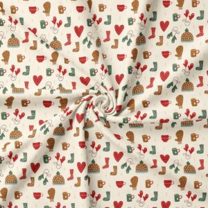 obrus świąteczny tkanina zbliżenie splotu skandynawski wzór krem