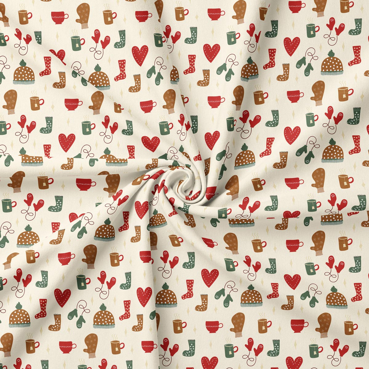 obrus świąteczny tkanina zbliżenie splotu skandynawski wzór krem