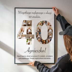 Plakat na 40 urodziny, personalizowany kolaż ze zdjęć
