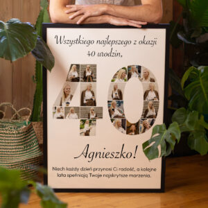 Plakat na 40 urodziny, personalizowany kolaż ze zdjęć