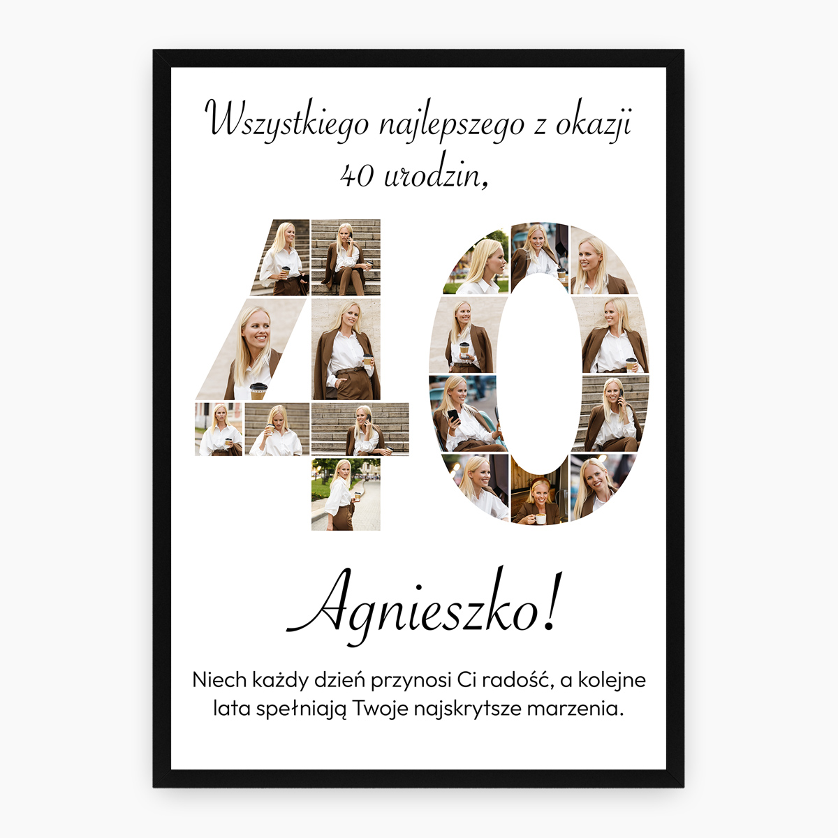 Plakat na 40 urodziny, personalizowany kolaż ze zdjęć