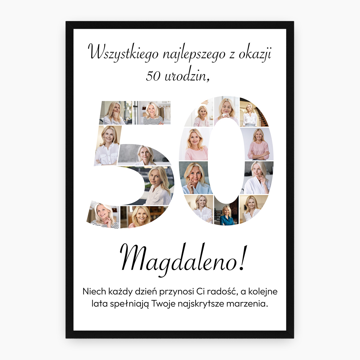 Kolaż ze zdjęć w formie plakatu na 50 urodziny oryginalny prezent