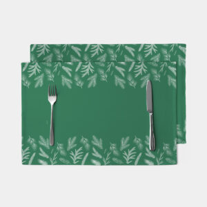 butelkowozielona podkładka świąteczna z motywem igieł