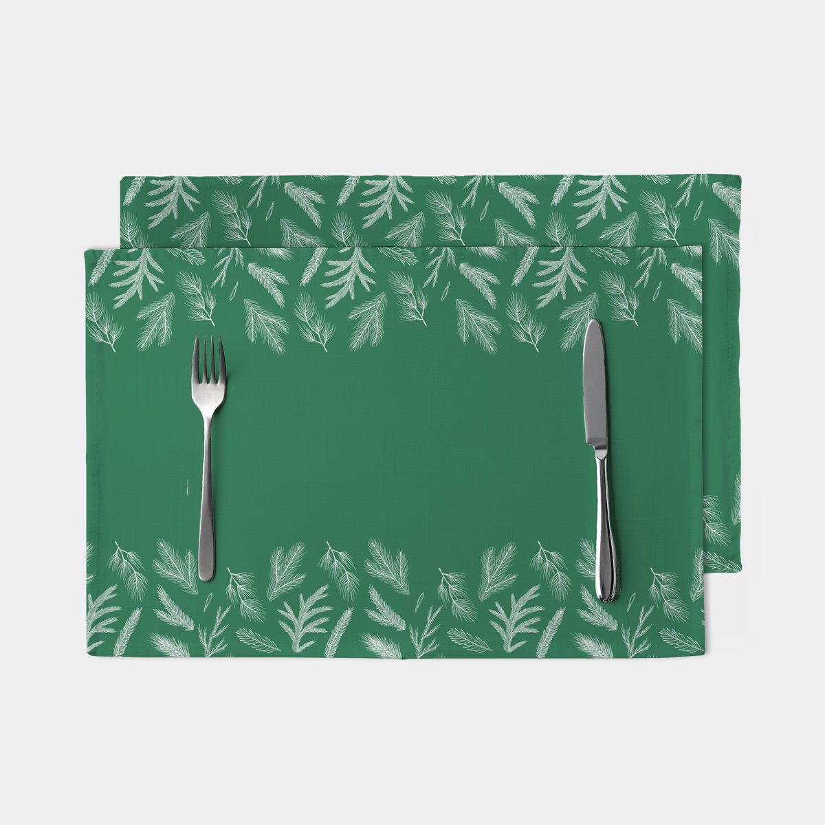 butelkowozielona podkładka świąteczna z motywem igieł