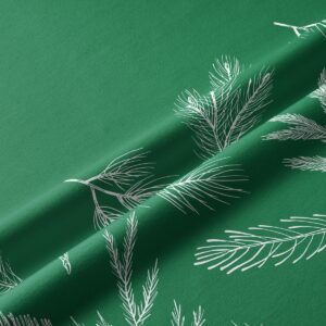tkanina bieżnika świątecznego butelkowa zieleń detal wzoru gałązek