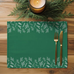 zielona podkładka 30×40 cm z białymi gałązkami