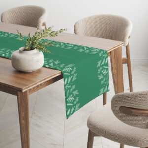 plamoodporny bieżnik w butelkowej zieleni z białymi iglastymi gałązkami