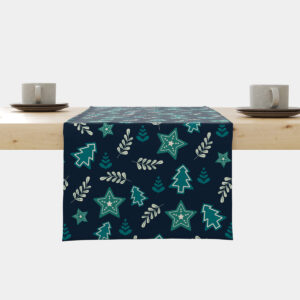 bieżnik świąteczny granatowy z choinkami
