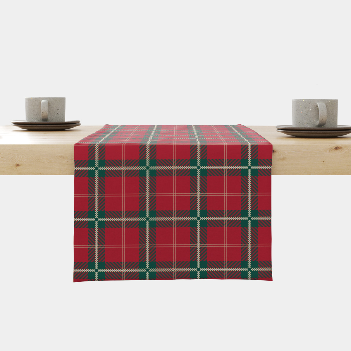 bieżnik świąteczny czerwona krata klasyczny wzór