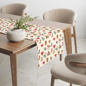 plamoodporny bieżnik na stół z motywem zimowym i serduszkami
