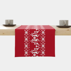 bieżnik świąteczny czerwony z reniferami