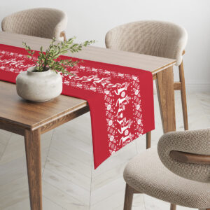 czerwony bieżnik świąteczny w stylu skandynawskim