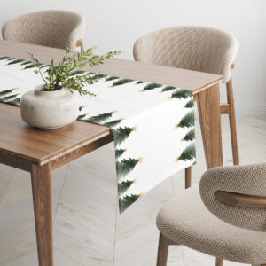 elegancki bieżnik bożonarodzeniowy z choinkami – dekoracja stołu