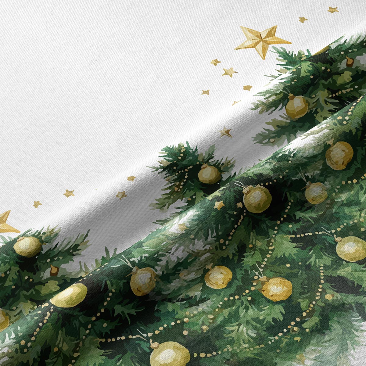 tkanina bieżnika z wzorem choinek i bombek