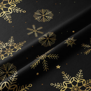 tkanina bieżnika z wzorem złotych płatków śniegu