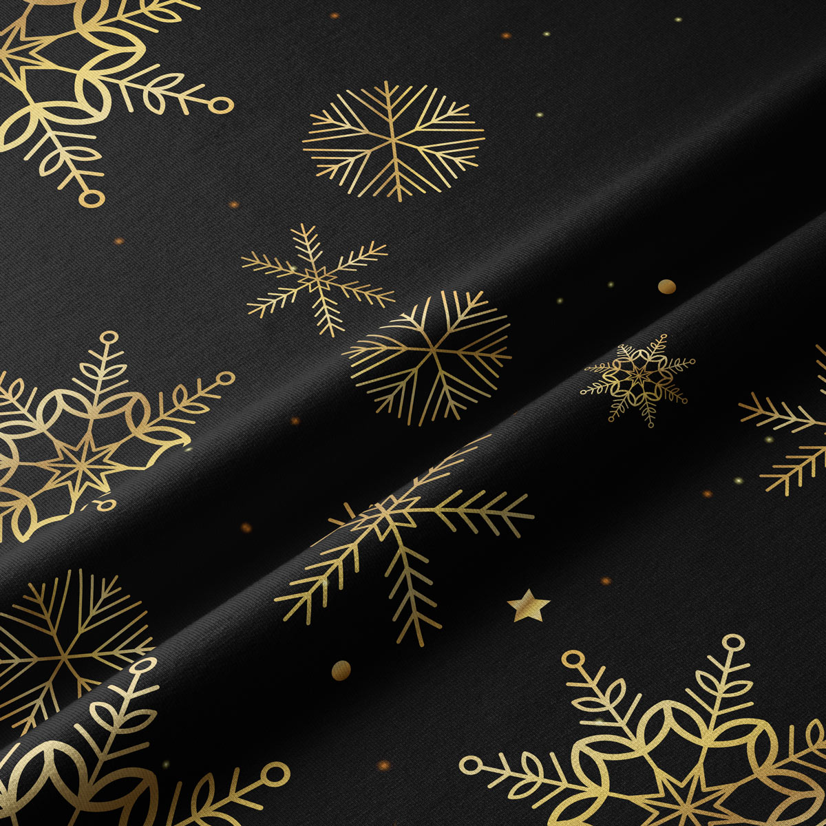 tkanina bieżnika z wzorem złotych płatków śniegu