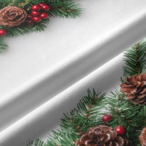 świąteczny bieżnik z motywem gałązek, szyszek i bombek