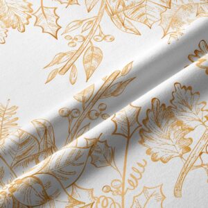 elegancki bieżnik świąteczny z złotymi liśćmi i gałązkami