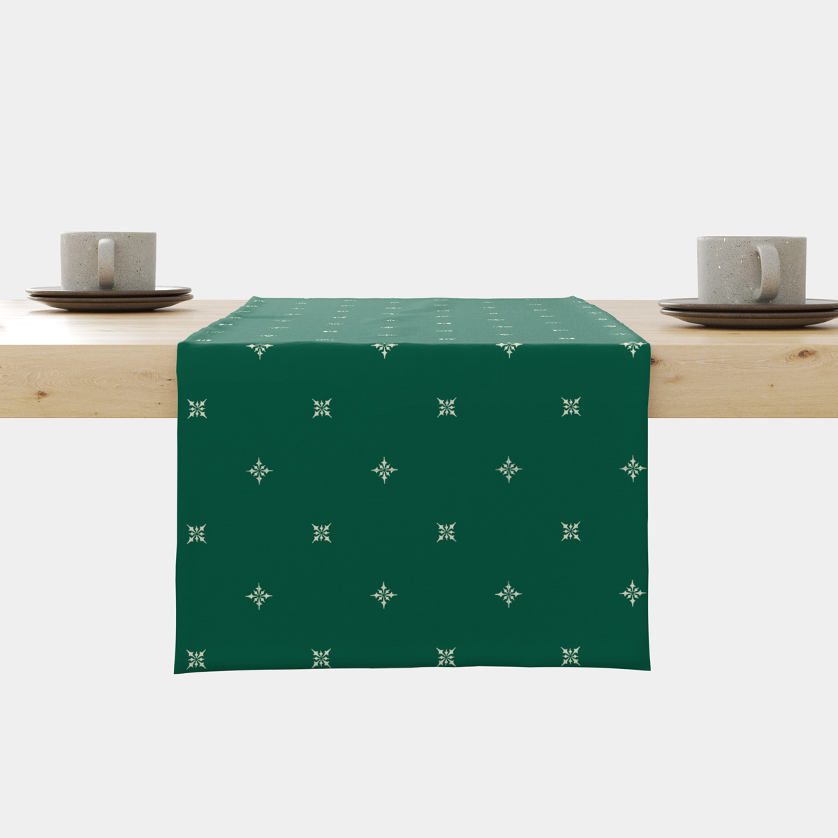 zielony świąteczny bieżnik z drobnym klasycznym wzorem na stole