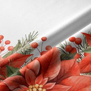 tkanina bieżnika z motywem czerwonych poinsecji