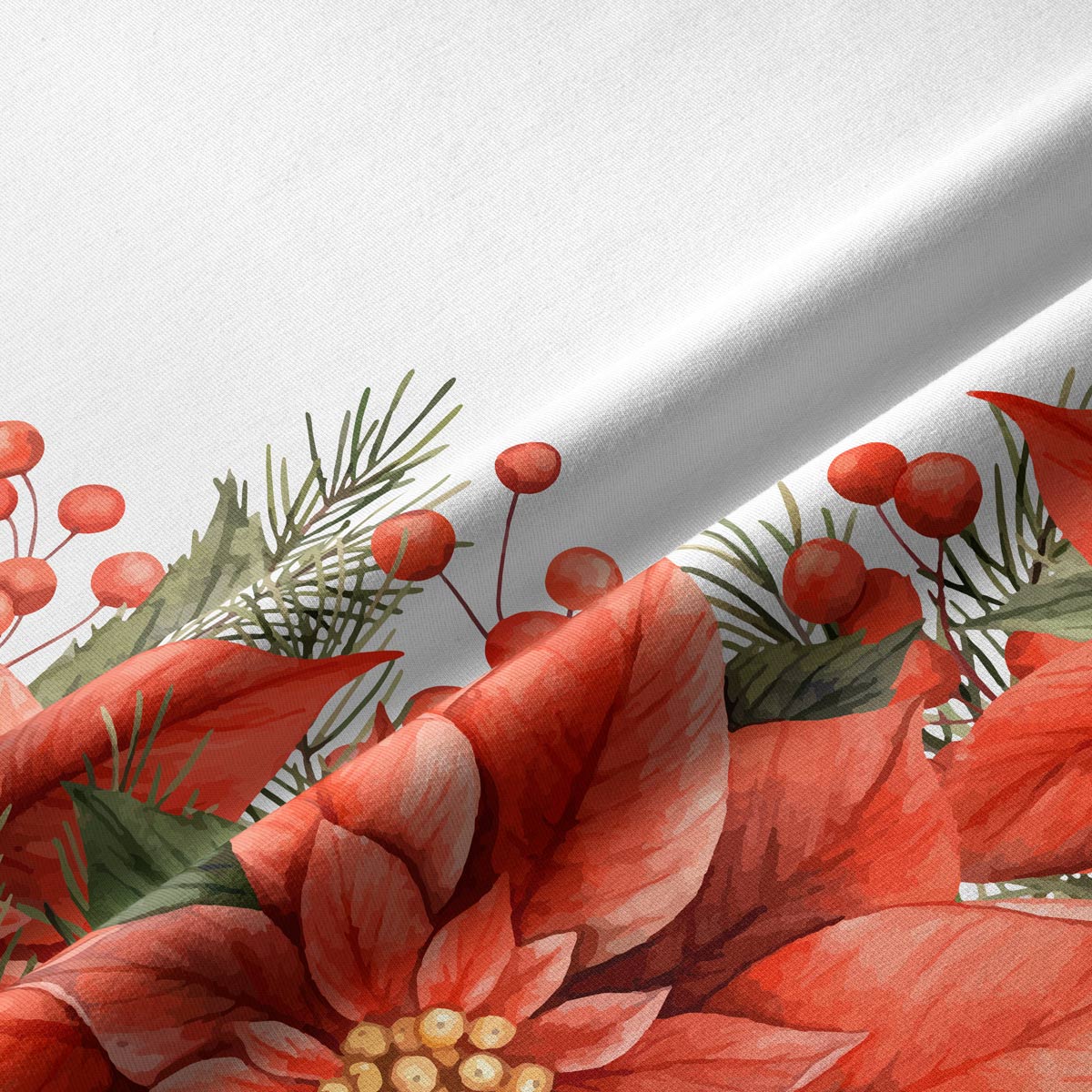 tkanina bieżnika z motywem czerwonych poinsecji