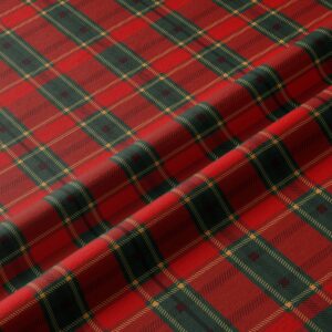 tkanina bieżnika w czerwono-zieloną kratę w zbliżeniu