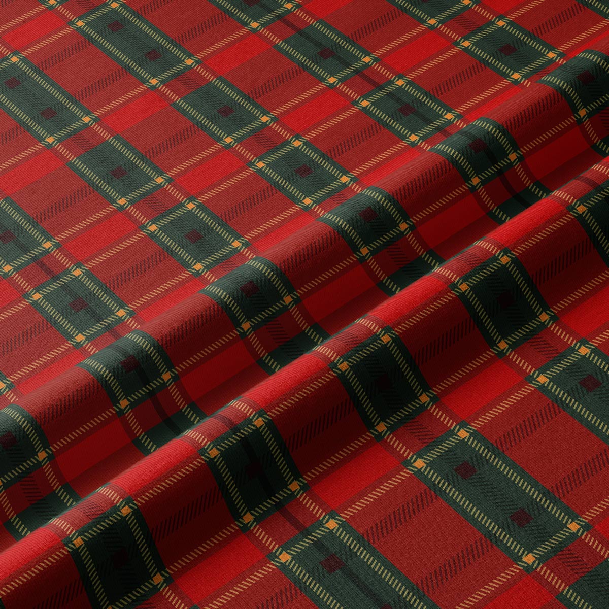 tkanina bieżnika w czerwono-zieloną kratę w zbliżeniu