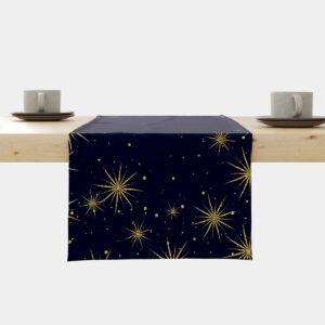 bieżnik świąteczny granatowy z złotymi gwiazdami
