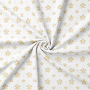tkanina w białym kolorze ze złotymi gwiazdkami