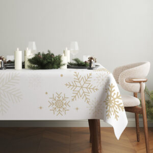 elegancki obrus świąteczny biało-złoty