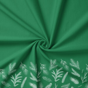 tkanina zielona z motywem iglastych gałązek