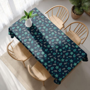obrus w świąteczne wzory w granatowym kolorze