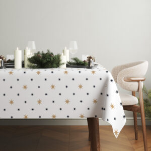 elegancki obrus świąteczny w minimalistyczny wzór gwiazdek