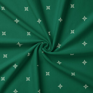 tkanina zielona z drobnym symetrycznym motywem