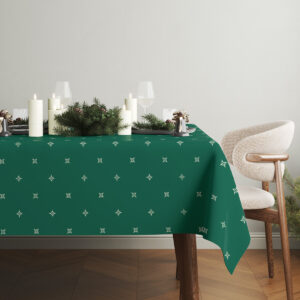 elegancki obrus świąteczny zielony w aranżacji stołu