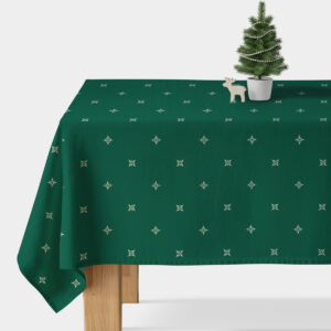 zielony obrus z beżowym wzorem w stylu klasycznym