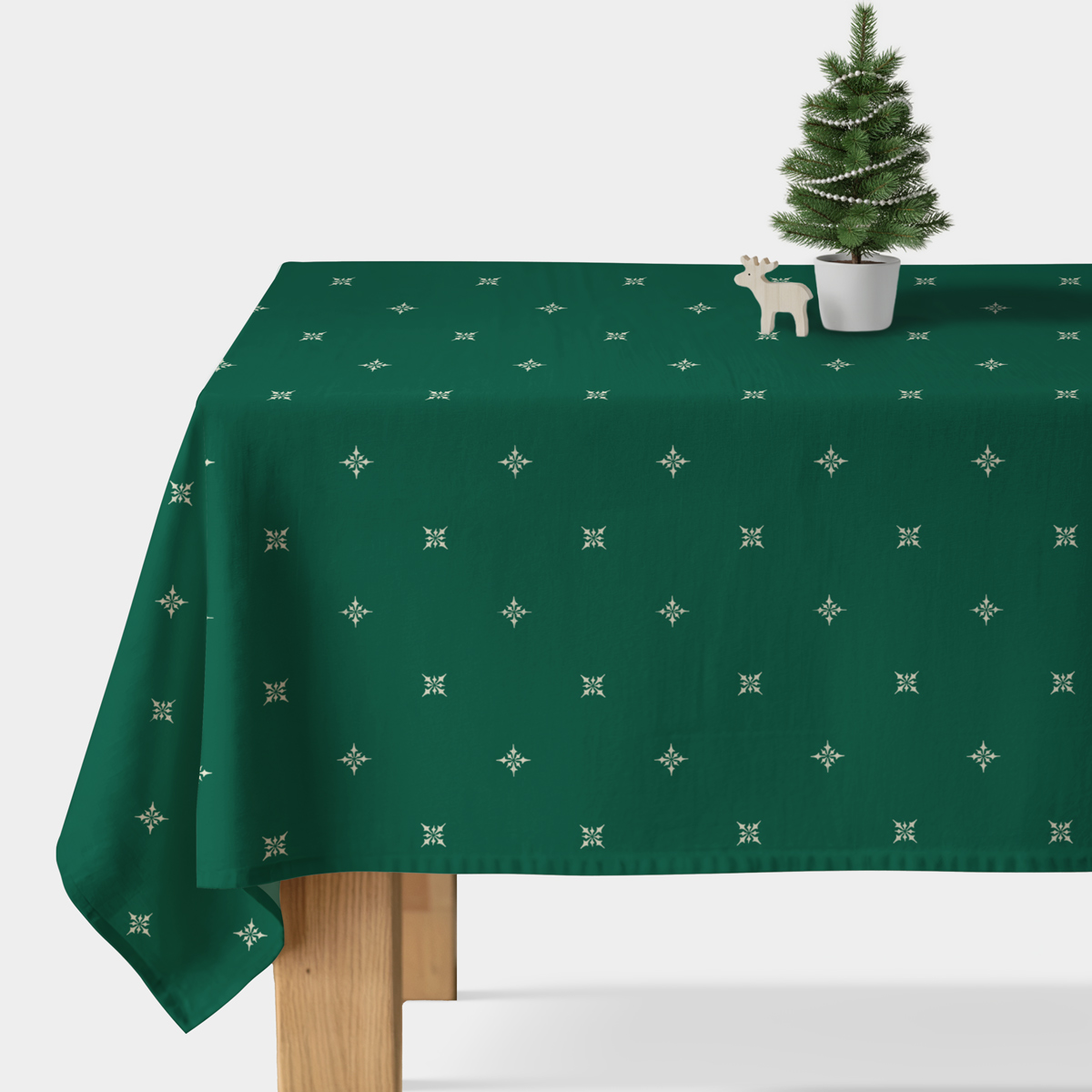 zielony obrus z beżowym wzorem w stylu klasycznym